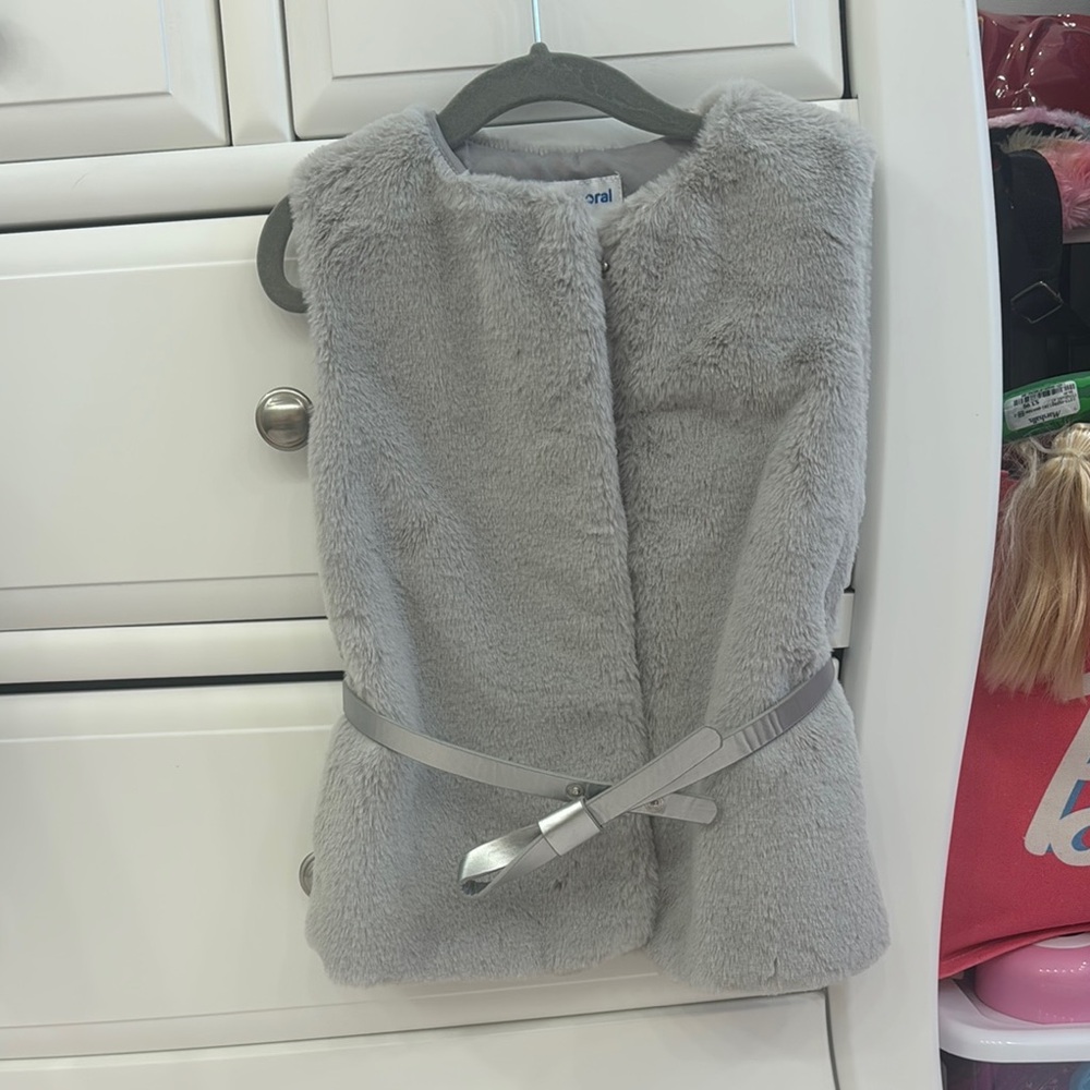 Mayoral  Gray Faux Fur Vest Contemporary Design